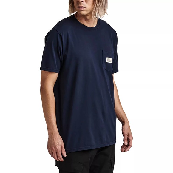Roark Men's Label Pocket Short Sleeve Crew Neck Tee T-Shirt in Dark Navy - Picture 4 of 4